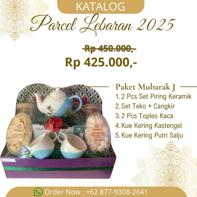 Parcel Kue Kering Dan Set Cangkir Keramik Premium Lebaran 2025