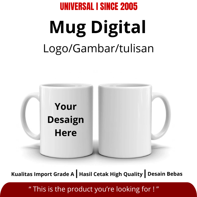 Mug Digital Mug Cetak Custom Import Press Sublim + Dus Mug Cetak Coating Import Gambar Custom (Desain Bebas Bisa Cetak Nama/Logo) Universal