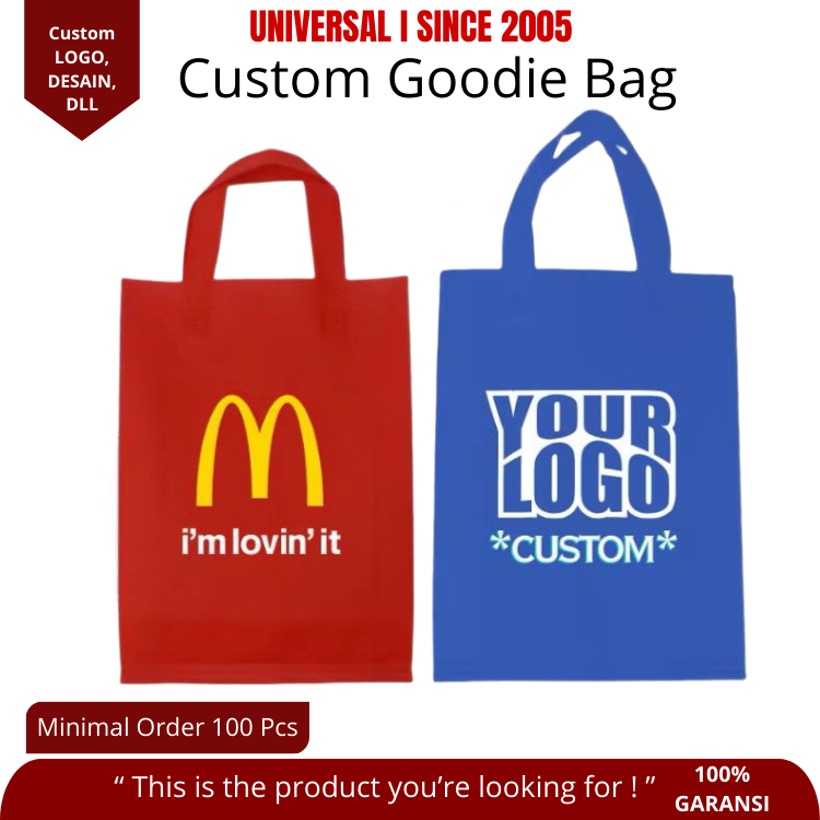 Custom Goodie Bag Logo C garis dalam ustomize Bag Tas 25x35 Cm Tas 30x40 Cm Gratis Sablon Termurah Tas Souvenir Promosi Branding Pernikahan Desain Custom Nama Logo