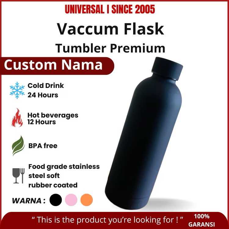 Universal Vacuum Flask Stainless Stell Tumbler Premium Botol Minum Kantor Olahraga Kopi Double Wall Custom Nama Tumbler Box Custom Nama 500 ML
